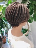 ハンサムショートにラベンダーピンクグレージュ