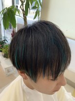 ヘアメイク リーフ 茂原店(HAIRMAKE Leaf) メンズスタイル　ブルーハイライト