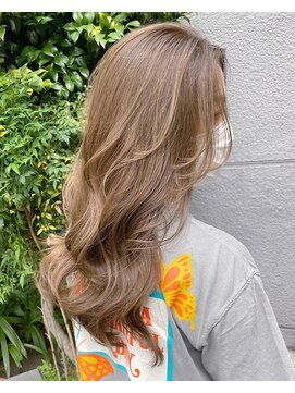 ブロンド 町田(BLONDE) かきあげロング×ミントベージュ×グレージュカラー×透明感