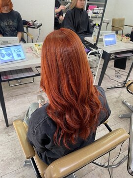 アジールヘア 所沢プロペ通り店(agir hair) アプリコットオレンジ小顔ワンレンケアブリーチ所沢韓国