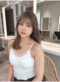 サラツヤロングベージュカラーブリーチしない透明感カラー