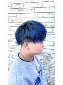 グラデーションカラー 青 ツーブロック 10代20代