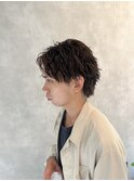 波巻きパーマメンズマッシュウルフカットツイストパーマ刈り上げ