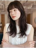 大人ヘルシーロング20代30代40代◎前髪なし黒髪レイヤー越