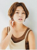 大人可愛い小顔ナチュラル前下がり丸みショートボブ
