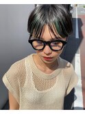 耳掛けショート　ポイントブリーチグリーン