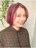 ワンレン バイオレットピンク 切りっぱなし