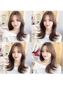 2wayバング 韓国前髪 シースルー ミディアム くびれヘア　顔周り