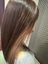 髪結 花鳥風月 暖色系+イヤリングカラー×艶髪ロング　髪質改善縮毛矯正