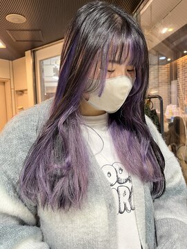 ヘアーアンドメイク ビス(HAIR&MAKE bis) 色落ちシルバー☆インナー×ラベンダー【多田　華歌】