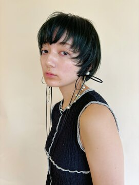 ダブ アオヤマ(DaB AOYAMA) ブリーチなしカラー　ブリーチなしモスグリーン　ミニボブ