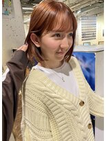 レイヤーボブ暖色カラーダブルカラーオレンジブラウン