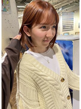 ノラギンザユー(NORA GINZA/U) レイヤーボブ暖色カラーダブルカラーオレンジブラウン