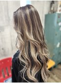 ハイライトカラー/レイヤーカット/白髪ぼかしハイライト