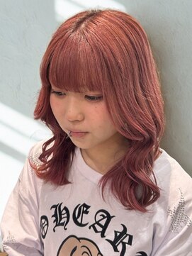 甘めピンクベリーカラー×ゆる巻き