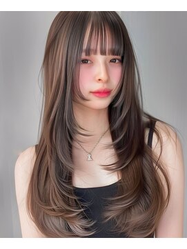 スタイリング簡単ざっくりロングレイヤー/大人雰囲気ブラウン