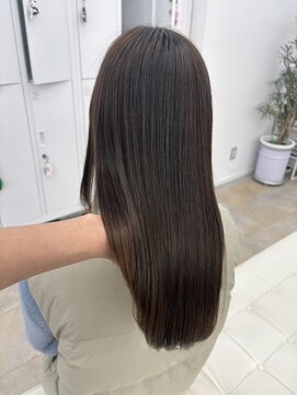 韓国顔まわりレイヤーカットグレージュオリーブベージュブラウン