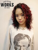 ワークス ヘアデザイン(WORKS HAIR DESIGN)&nbsp;スパイラルパーマブロックカラーレッドカラー