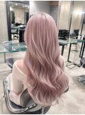 ホワイトピンクベージュ×ケアブリーチ透明感ハイトーン