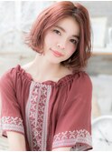 *mod's越谷*個性的カラーでセンターパートくせ毛風ラフボブa!