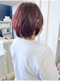 福山市美容室Caaryふんわりショート冬カラーカシスピンクカラー
