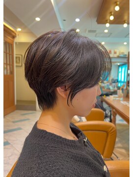 ロンド パルティール 大宮(Lond partir) 斜めバング黒髪グレーベージュアッシュブラックショート