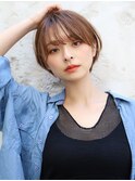 コンパクト 丸みショート 大人かわいい シアーブラウン