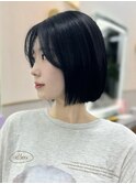 平行切りっぱなしボブ