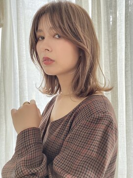 キートス(Kiitos) 水素カラーミディアム小顔カットくすみベージュ