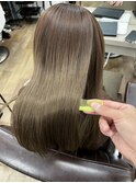 透明感ブリーチなしシルバーアッシュグレージュ艶カラー