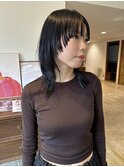 ミディアムレイヤーブリーチなしラベンダー冬カラーマッシュ　