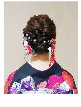 エノモト(ENOMOTO) うなじスッキリ編み込みお団子ヘア 成人式 卒業式 結婚式 二次会