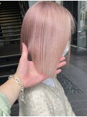 ダブルカラーピンクベージュベージュカラーケアブリーチレイヤー