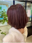 春のピンクブラウンミディアムレイヤー