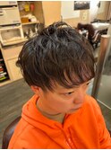 10代20代爽やかナチュラルブラウン束感ツーブロックマッシュ
