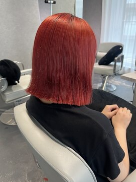 リラス 博多(rilas) レッドカラー　ナチュラルボブ