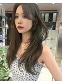 (lilley内堀)韓国ヘア×センター分け×オリーブグレージュ