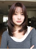 ◆小顔レイヤーカット/銀座/ショコラブラウン/シースルーバング