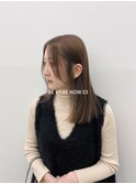 【韓国ヘア/顔まわりレイヤー/オリーブベージュ】