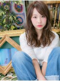 斜めバングニュアンスパーマこなれセミディh4志木20代30代40代