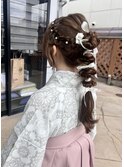 【卒業式ヘア】編み込み×編みおろしポニーテール　畑瀬彩華