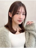 愛されくびれヘアグランマッシュセミディ前髪暗めカラー艶感