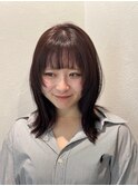 ブリーチなしボルドーカラー/フェイスレイヤー/表参道美容室