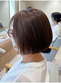 ショートボブ×艶ブラウン【若江岩田】