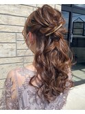 ハーフアップ　結婚式　二次会　ヘアアレンジ