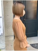 ラインボブ ミニボブ 内巻きボブ ハイトーン ベージュボブ