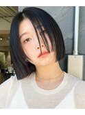原宿　表参道　ぱつっとボブ　黒髪ボブ　モードボブ