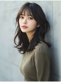 ☆オリーブグレーココアベージュ小顔クラゲヘアー/黒髪/髪質改善