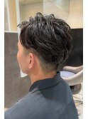 サイドパート爽やかハーフアップバング ツーブロック刈上げ