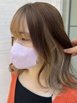ウーロス(uros.) 【SENA】インナーカラー ベージュ 前髪インナー ミディアム ボブ